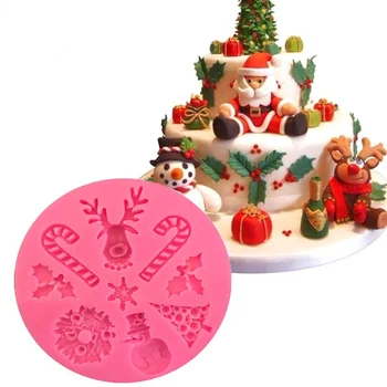 Elk Ziemassvētku sērijas šķidro silikonu cukura kūka pelējuma maizes šokolādes, dekoratīvās pelējuma