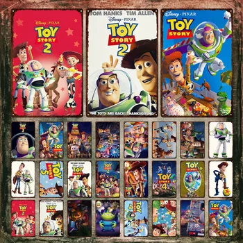 Disney Rotaļlietu Stāsts Metāla Plakātu Telpu Kavalērists Buzz Lightyear un Kovboju Lelle Koksnes Skārda Zīmes Metāla Pazīmes Multfilmas Plāksne Mājas Dekoru