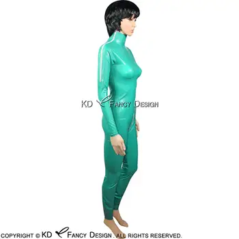 Nefrīta Zaļā Seksīgā Lateksa Catsuit Ar Plecu Rāvējslēdzēji Un Kājstarpes Zip Gumijas Jumpsuit Ķermeņa Uzvalks Bodysuit Zentai Kopumā LTY-0110