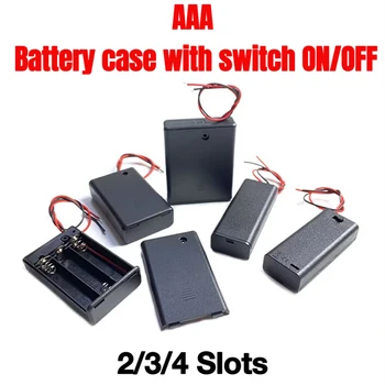 AAA Bateriju Turētājs Gadījumā Kārba ar Ved ar ON/OFF Slēdzis Pārsegs 2 3 4 Slots Standarta Akumulatora Tvertne