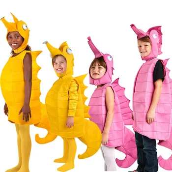 Meiteņu Rozā Zirdziņš Halloween Kostīmu Bērnu Toddler Zēni Dzeltena Hippocampus Kostīms Bērniem, Skatuves Kostīmi Ziemassvētku Tērpi