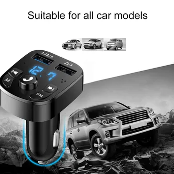 Dual USB Automašīnas Lādētājs Bluetooth 5.0 FM Raidītājs Brīvroku Zvanu MP3 Atskaņotāju, Auto Audio, Daudzfunkciju Fast Charger Auto Piederumi