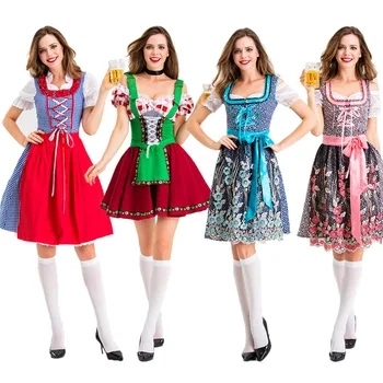 2023 Pieaugušām Sievietēm Halloween Oktoberfest Bārs Cosplay Kostīms Sieviešu Vācija Alus Festivāls Drēbes Puse Pub Kleita 4 Krāsas