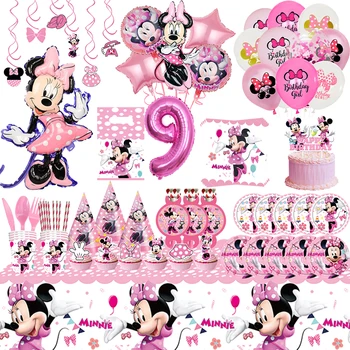 Minnie Mouse Dzimšanas Dienas Rotājumi, Alumīnija Filmu Balonu Fons Mēbeles Parādīt Karti Baby Dušas Meitene Puse Supplies
