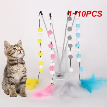 1~10PCS Izturīgs, Spēlējot Nūju Delikāts Matu Bumbu String netoksisks Atšķirībā Pompom Kaķis Rotaļlietas Pet Produktu Plīša Bumba