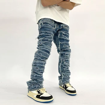 Hip Hop Vīriešu Pušķis Vīriešu Džinsa Bikses 2023 Modes Y2K Apģērbi Vīriešiem Briesmu Zaudēt Taisni Džinsi Vintage Vidū Vidukļa Bikses