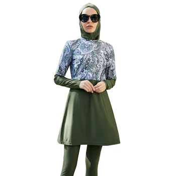 Burkini Peldkostīmu Islāma Sievietēm Musulmaņu Peldkostīmi Trīs gabala Dienvidaustrumu Āzijas Stila Drukāt Peldkostīmu par Plīvuru Sieviešu Islamique Femme