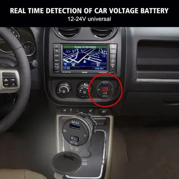 Automašīnu, Motociklu Modifikācijas Auto Lādētājs USB Lādētāju Slēdzis Ar Ātri Zaļā 3.0 Sarkans Displejs 12-24V Zilā Voltmetrs QC Maksas O3Z5