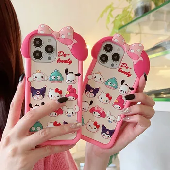 Kawaii Sanrio Hello Kitty Kuromi Telefonu Gadījumos Iphone 15 14 13 12 11 Pro Max Xr Aizmugurējo Vāciņu Y2K Meitenes Dāvanas Kritienu Novēršana Rotaļlietas