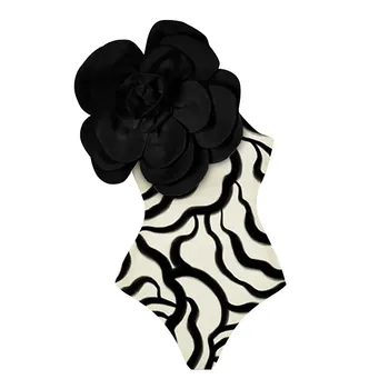 Conjoined Ķermeņa Peldkostīmu Sieviešu 3D Ziedu Peldkostīmu Ikdienas Valkāšanai Neona Bikini Peldkostīms