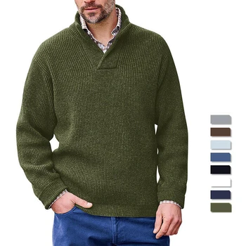 Modes Gadījuma Adīti džemperi Eiropā un Vīriešu Džemperis Ilgi-apgrieztām V-veida kakla Tīras Krāsas Džemperis ar Augstu kvalitāti