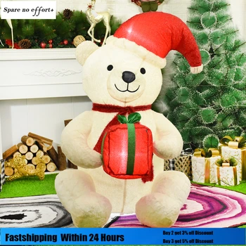Priecīgus Ziemassvētkus Piepūšamās Rotaļlietas Led Gaismas Balts Lācis Ziemassvētku rotājumi mājas Pagalmā Apdare Plīša Lelle ES Plug