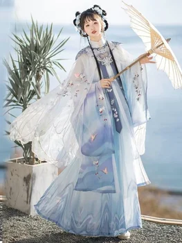 Noble Princess Hanfu Ķīnas Seno Yunshouldered Ming Stila Stāv Apkakle Diagonāli Atloks Tērpu Izšūšana
