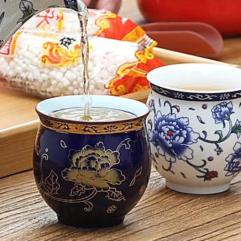Keramikas Dubultā Slāņa Siltumizolācijas Tējas Tase Radošo Zilā un Baltā Porcelāna Teacup Biroja Retro Kung Fu Ūdens Krūze Drinkware