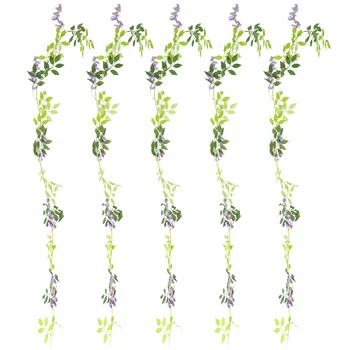5gab Viltus Ziedu Vainags Wisteria Mākslīgie Ziedi Vīnogulāju Karājas Trailing Augu