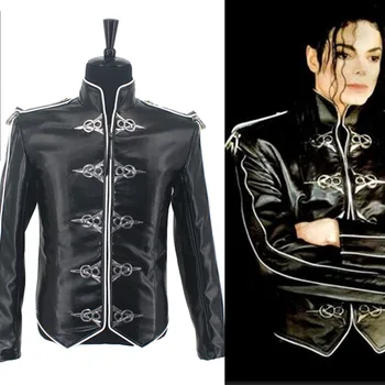 Casaul Modes MJ Michael Jackson klasiskais melns (Classic Black V8 Jaka Punk Moto Izdilis Ādas Kostīms, 1992. S