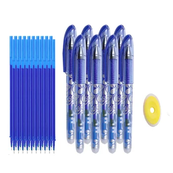 Izdzēšami, Pildspalvas Gēla Pildspalvas 0.5 mm Zila/Melna Tintes Uzpildes Stieples Rokturis Mazgājamas Skolas Rakstot Biroja Kawaii Kancelejas preces