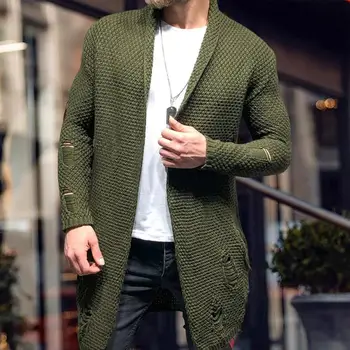 Jauns vīriešu trikotāžas mētelis ilgi jaka džemperis modes gadījuma lielu vīriešu jaka Uzrakt mētelis Pavasara 2023