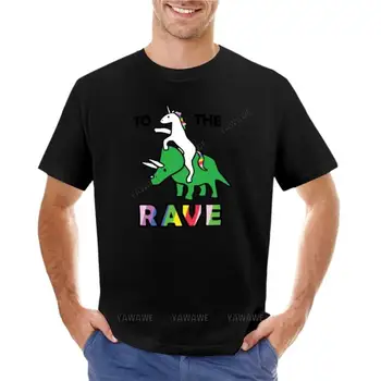 Lai Rave! (Unicorn Izjādes Triceratops) T-Krekls vienkāršā t-krekls, krekli grafikas tees vasaras top smieklīgi, t krekli vīriešiem