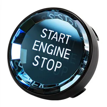 Automašīnas salona Slēdzis Vāciņu Kristāla Vienu Taustiņu Engine Start Stop Poga Uzlīmes Apdare BMW - 3/5 Sērija, E70, E90, E60 Melns