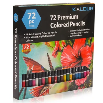 KALOUR 72 Premium Krāsainu Zīmuļu Komplekts,Profesionālu Mākslinieku Zīmēšanas Krāsošana Zīmuļi Košas Pigmentēta Prefekti Iesācējiem Bērniem