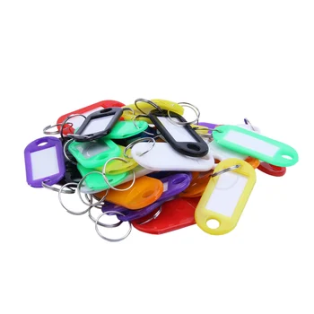 32 x Multi-krāsas, Plastmasas Atslēgu Fob ID Tagus Bagāžas IDENTIFIKĀCIJAS Uzlīmes ar Split Ring Keyring