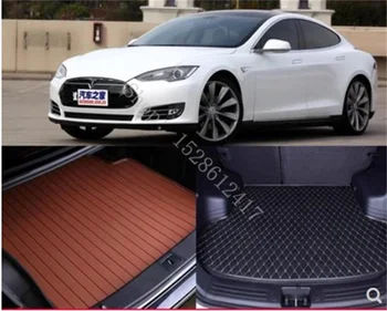Par Tesla Model S 2014-2019 automašīnas Aizmugurējā bagāžnieka videi draudzīgs, aizmugures nodalījuma paklājiņš, uzliku auto Piederumi