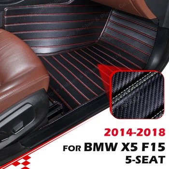 Pasūtījuma Oglekļa Šķiedras stils Grīdas Paklāji BMW X5 F15 5-vietīgu 2014-2018 15 16 17 Kāju Paklāju Segumu Auto Interjera Aksesuāri