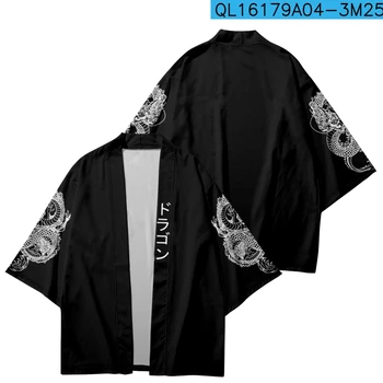 Vasaras Tradicionālo Kimono Karikatūra Pūķis Iespiesti Haori Apģērbu Modes Gadījuma Jaka Vīriešiem, Sievietēm Yukata Sieviešu Krekls