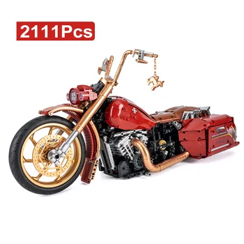 Tehniskā 2111Pcs Vintage Retro Motociklu Sacīkšu Auto Modeli, Celtniecības Bloki, Pilsēta Ātrumu, Transportlīdzekļa Motociklu Ķieģeļi Rotaļlietas Pieaugušo Dāvanas